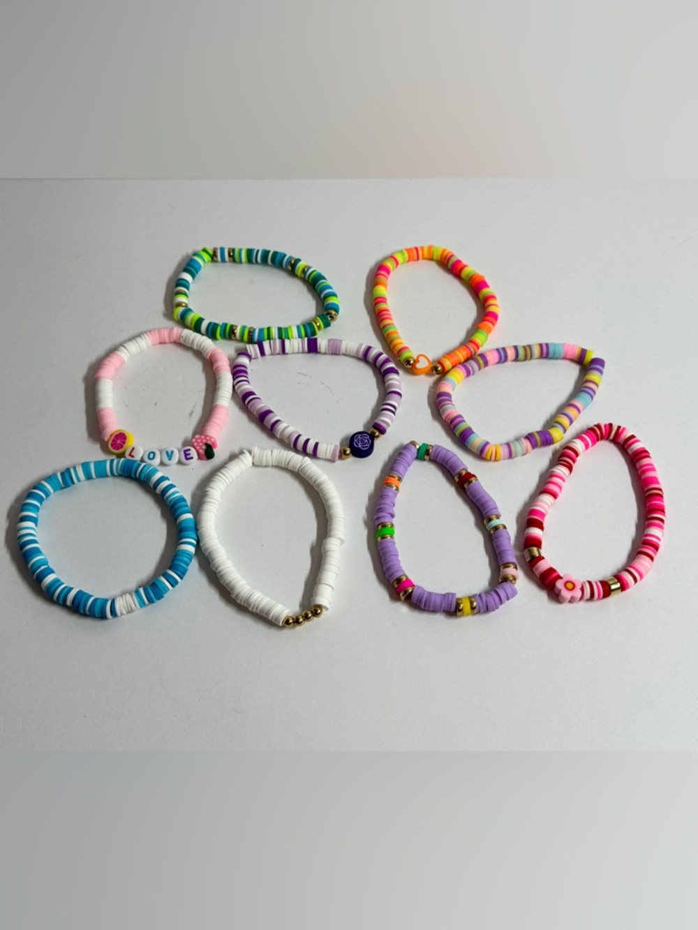 Kids Multicolor Beaded Stretch Bracelet Set - Purple, White, Pink & More